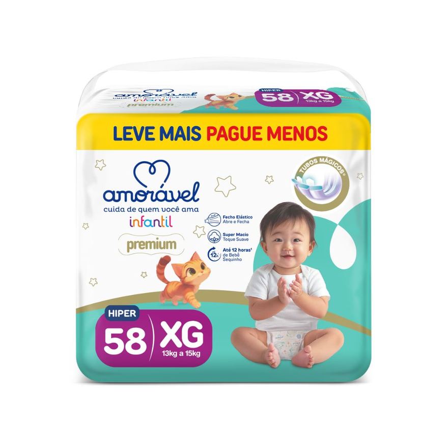 Amoravel Fralda Amorável Premium XG 58 Unidades